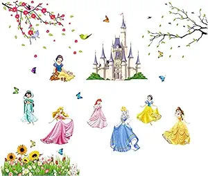 Banshika toys & gifts Vinyl Disney Princesses Wall Stickers for Kids/Girls Room Decor (Multicolour, 70 x 140 cm)