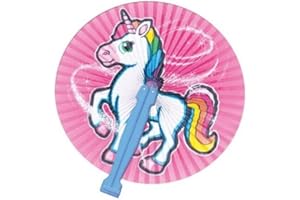 PARTY PERFECTO 12 Unicorn Paper Folding Fans - Pinata Toy Loot/Party Bag Fillers Wedding/Kids