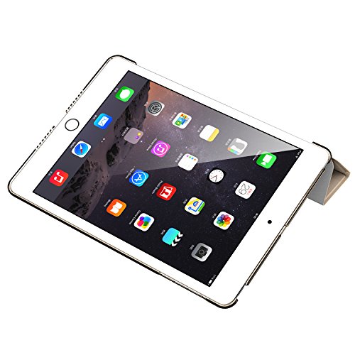 JETech iPad Mini Hülle Schutzhülle Etui Tasche Abdeckung Ledertasche mit Durchschaubar Rückseite für Apple iPad Mini 1/2/3 mit Automatischen Schlaf / Wake (Gold) – 0479C - 7