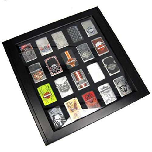 Sammler-Vitrine für 20 Zippo Feuerzeuge, schwarzes Holz - 6
