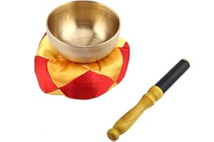 BIITFUU 1 Set Tibetan Singing Bowl Set Buddhism Meditation Brass Singing Bowl Stick with Cushion Craft