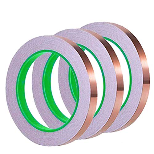 Preisvergleich Produktbild Interestmaker Kupferfolien-Bänder, doppelseitig, leitfähiger Klebstoff für EMI-Abschirmung, Buntglas, Handwerk, Schlammabweiser, elektrische Reparaturen, Löten, Papierkreise (3 Stück, 6 mm / 8 mm / 10 mm x 27 Yards