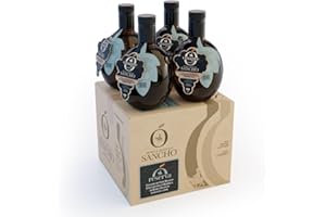 AROMA & TRADITION SANCHO Vinagre de Vino Reserva 4 años Extra Sancho | Blanco Variedad Airén envejecido en barrica de roble francés durante 4 años (Caja 4 Botellas 500 ml)