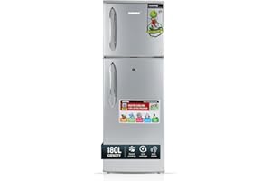 Geepas 180L Double Door Refrigerator - Durable Fast Cooling And Preserves Freshness, Low Noise, Energy Efficient132L Gross Capacity, Fridge Capacity -98L, Freezer Capacity-34L 120 W GRF1856WPN