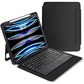 Aksesuarcim Apple iPad Pro 13 2025 M5 ile Uyumlu Kılıf Klavyeli Kalem B&ouml;lmeli Bluetooth Bağlantılı Standlı Tablet Kılıfı Siya