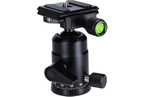 Rollei Tripod Ball Head for Compact Traveler No1 Aluminium Black Professional 360 Degree Tripod Head with Friction, 8 kg Load Capacity and 3 Spirit Levels. Includes Acra Swiss Quick Release Plate
