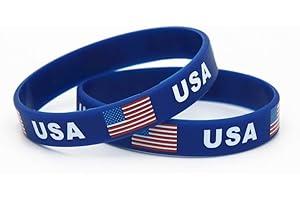 Bontannd USA Drapeau Silicone Bracelet 2pcs Blue Souveniir Bracelet Teens Bracelets pour Américaine Indépendance Day Americanisme Hommes Patriotiques Femmes Cadeaux 3 cm