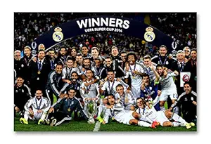 Tamatina Wall Posters | Real Madrid | UEFA Champions | Football | Sports Posters | Boys Room | Hostels | Laminated | Tearproof |Size-45X30 cms.a1710