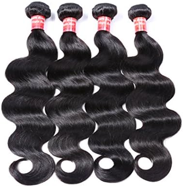 Brazilian Hair 4 Bundles, Exbe Grade 8A Brazilian Body Wave Remy Hair 4pcs Set Body Wave 100 Unprocessed Human Bundles (18"20"22"24")