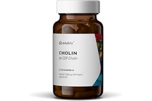 ‎EDUBILY NUTRITION edubily nutrition® Cholin - 500mg CDP-Cholin von Cognizin® pro Kapsel - hohe Bioverfügbarkeit - Laborgeprüft - Im Braunglas (60 Kapseln)