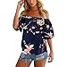 Produktbild IMJONO.Mode Frauen Schulterfrei Floral Gedruckt Bluse Casual Tops T-Shirt(Blau,Small)