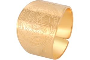 LIKGREAT Bague du Sceau des 7 Archanges Bague du Cube de Metatron Bague du Sceau de Lilith Symbole Biblique Bague Amulette Talisman Bague Religieuse Bijoux en Acier Inoxydable Cadeaux pour Hommes Femmes