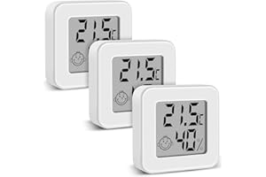PITASHA Mini Igrometro Termometro Digitale Termoigrometro da Interno con l'Icona di comforto Monitor di Temperatura e umidità (bianco - 3 pezzi)