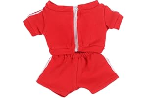 niannyyhouse Vêtements de poupée en peluche de 10 cm, 15 cm, manteau de couleur unie, pantalon de sport, accessoires de poupée pour déguisement (rouge-15 cm)