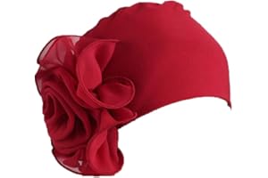 PLUTO & FOX Gorra Beanie De Tela con Un Adorno De Flor Grande Estilo Retro Elegante Turbante para Cabeza De Mujer para Boda Fiesta Cáncer Quimioterapia Chemo Oncológico Noche Pèrdida de Pelo