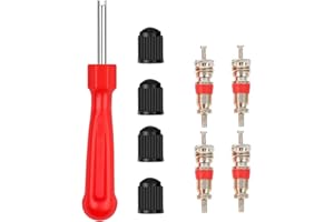 JUGUTA Set Di Attrezzi Per Valvole Pneumatici, 9 Pezzi, Chiave Per Valvola Auto, Nucleo Della Valvola Singola, 4 Tappi Per Valvole Pneumatici, 4 X Nucleo Valvola, Strumenti Di Riparazione Della