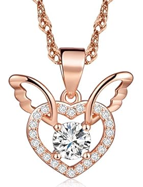 Unendlich U Fashion Charme 925 Sterling Silber Damen Halskette Engelsflügel Herz Zirkonia Anhänger Kettenanhänger...