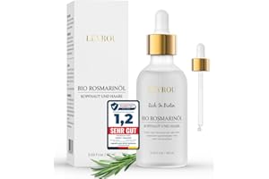 Levrou Rosmarinöl Haare | 100% Bio | mit Glaspipette | für Mann & Frau | Biotin | Haaröl Rosmarin Minzöl mit Rizinusöl, Arganöl, Jojobaöl Haar & Kopfhautpflege Rosemary Oil for Hair 60ml