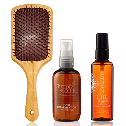 Morocco Luxury Argan Unique Hair Treatment Oil That Helps To Restore Hair To Pristine Condition, (100ml) - Argan Hair, Skin & Body Treatment Oil Provides Hydration To Dry Hair And Skin, (100ml) - Pure Argan Oil Infused Treatment Brush Having Durable Handle Made With Sustainable Bamboo - Gifts Of Morocco Luxury Argan Oil Set