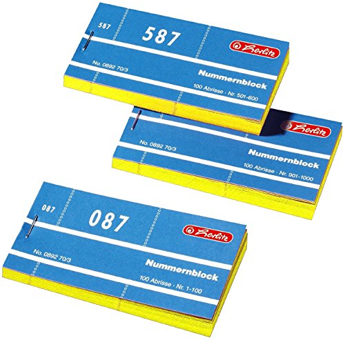 Herlitz 892703 Nummernblöcke 1-1000 Nummer 1-1000 10x100 Abrisse (10x100 Abrisse, gelb)