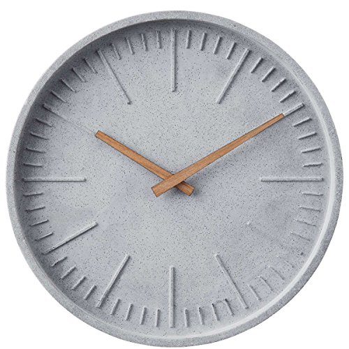 BUTLERS WALL COUTURE Wanduhr Beton Ø30cm - Holz, Polyresin - grau -