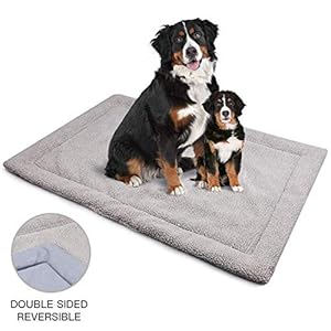 ALLISANDRO Colchoneta para Perros, Colchón Lavable para Gatos Cojín de Felpa Suave Antideslizante para Mascotas Gris M 80x60cm