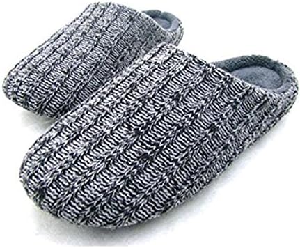 IEVE Men's Cotton Slippers,Knitted Anti-Slip House Slippers Stylish and Comfortable Shoes Autumn Winter Couple Cotton Men Women Warm Slippers(UK9-10)