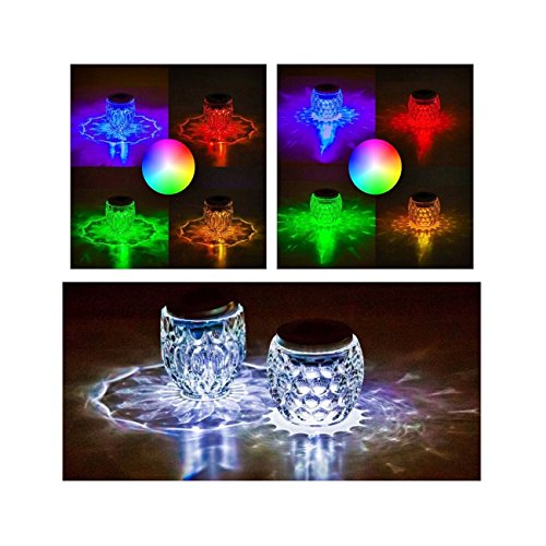 2 x LED Edelstahl Solar Tischleuchte Glas Solarleuchte Farbwechsel oder weißes Licht