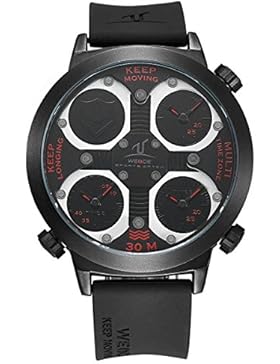 Alienwork Sport Quarz Armbanduhr Multi Zeitzonen Quarzuhr Uhr XXL Oversized schwarz Polyurethan OS.UV1503-4