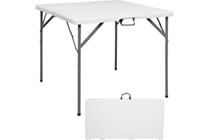 Bonnlo Table de Camping Pliante avec Poignée,Table de Jardin Carrée en Plastique, Extérieure et Intérieure 86 * 86 * 74 cm pour Pique-Nique Jardin Blacon Cuisine brocante (Blanc)