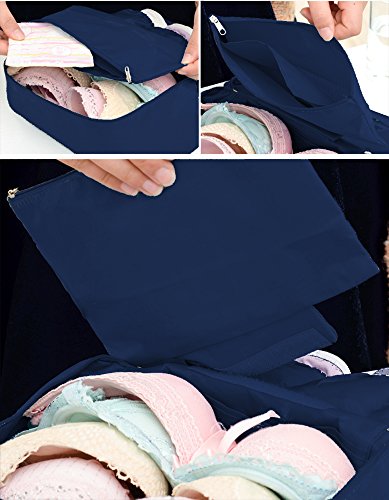 WOSON Multifunktional Unterwäsche BH Aufbewahrungstasche Wasserdichte Sockentasche Faltbare Bra Tasche Reisetasche Beutel (Dunkel Blau) - 3