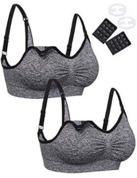 Aibrou Damen 2er Pack Still-BH Schwangerschaft Still BHs ohne Bügel nahtlose Umstandsmode