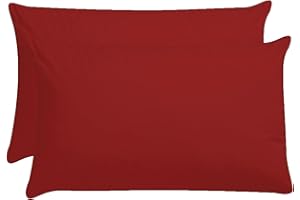 AmigoZone Plain Pollycotton Baby Todler Cot Bed Pillow Pair Cases 40 x 60cm - Red