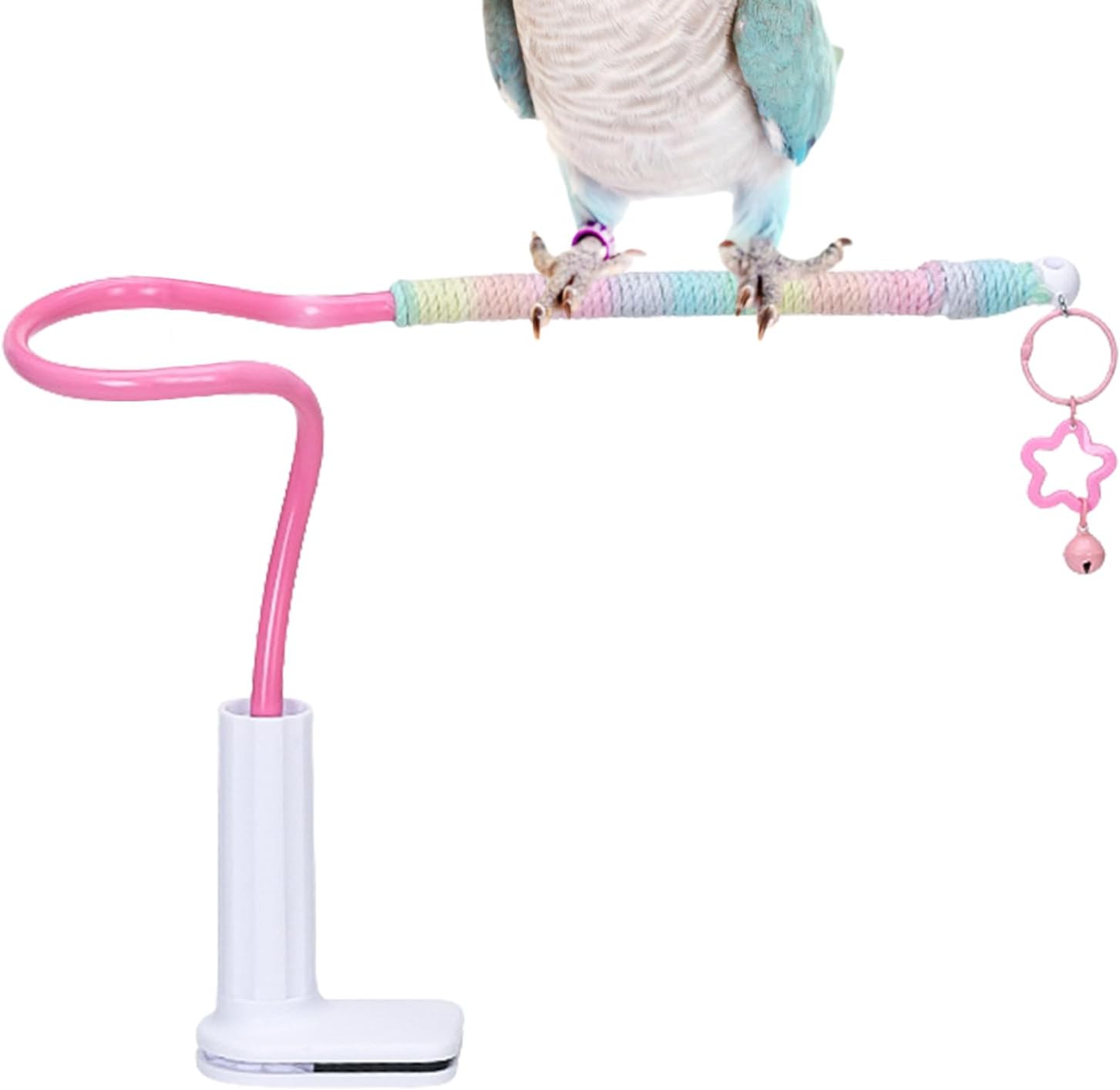 Parrot Desktop Inteřactive Perch, Rainbow Cotton Rope Stress Relief Toy, Non-Šlip Desktop Pērch For Budgies Cockatiels, For Relaxation Self-Entertainment Training, 1 Peřch