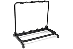 GEWA soporte para guitarras multisoporte - para 5 instrumentos - ajustable - también para guitarras Roundback, negro, GS-105B