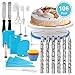 Produktbild E-future eFUture 106-teiliges Kuchen-Dekorationsset, professionelles Cupcake-Back-Dekorationsset, drehbarer Drehständer, Spritzbeutel und Spritztüllen, Spritzteigschaber und Glätter blau
