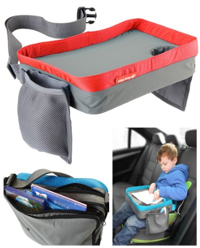Kids Travel Play Tray - Childrens Car Seat Buggy Pushchair Lap Tray (Red)