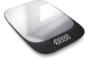 EUROPAPA® Cyfrowa waga kuchenna, waga gramowa 1 G/5 kg z dużym wyświetlaczem LCD, cyfrowa waga pocztowa z dużą powierzchnią ważenia ze stali nierdzewnej, 5 jednostek miary, funkcja tarowania