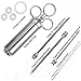 EXTSUD Meat Injector Syringe, Stainless Steel Marinade Flavor Injector Kit with 2-oz Barrel, 3 Needles and Bonus: 2 Leather Coasters and Needles Cleaner | Best for BBQ, Grilling, Baking and Cooking