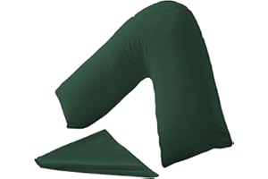 Linen Home® V Shaped Pillowcase Bottle Green Plain Soft Brushed Microfibre Easy Care, Orthopedic, Nursing, Maternity Neck Support V Pillow Case Cover Only (V Pillowcase, Bottle Green)