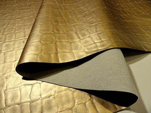 KROKO KUNSTLEDER PVC KROKODILLEDER Optik Prägung Meterware Bronze