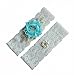 Produktbild Fankeshi Strumpfband mit Spitze, Perlen, Brautschmuck, Strumpfband für Hochzeiten, 2 Stück - Blau - X-Groß
