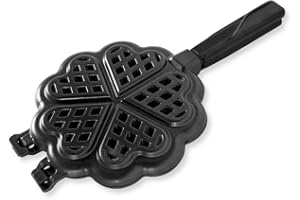 Nordic Ware Sweetheart Waffler, Cast-Aluminium Waffle Pan, Waffle Pan for Mini Waffles, Heart Shaped Waffles, Mini Waffle Maker - Black