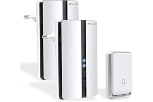 Bell4U Timbre Inalámbrico 2 Receptor IP65 Impermeable 100m Timbre Inalámbrico Exterior, 4 Niveles de Volumen (0-110dB) y 51 Melodías para Hogar. No Necesita Batería