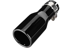 EVGATSAUTO Terminale di Scarico Universale per Auto, Acciaio Inossidabile, Nero Brillante, 200mm Lunghezza, 54mm Diametro Ingresso, con Morsetto
