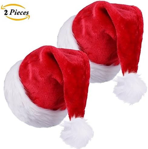 Christmas Hat: Santa Velvet Hats with Plush Trim for Christmas Party Cosplay Sales Promotion Annual Ceremony Community Activities Stage Performance Holiday Party(2 Packs) (Type 2)