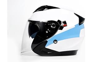 BHR Casco Jet Doppia Visiera 809 DOUBLE | Casco Scooter Omologato ECE | Casco Moto Jet con Doppia Visiera Antigraffio, 4 Punti di Ventilazione & Sgancio Micrometrico | COOL LINE BIANCO | XL
