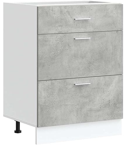 Meuble Bas De Cuisine LYON Noir - Armoire à Tiroir 60x46x81,5 Cm - Bois D'ingénierie, Assemblage Requis