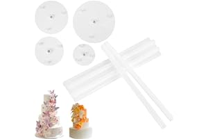 SZSLMY Cake Dowels Rods Set, 12 Support Rods & 4 Separator Plates, Cake Dowels for Tiered, Plastic Stand Sticks for Multi-Layer Construction Supporting - 4, 6, 8, 10 inch