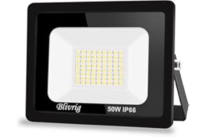 Blivrig 50W Projecteur LED Extérieur 5000LM IP66 Imperméable spot led exterieur Super Brillant Eclairage Extérieur Blanc Chaud(3000k) Sécurité spot led pour stades, usines, Parking, garage, jardin